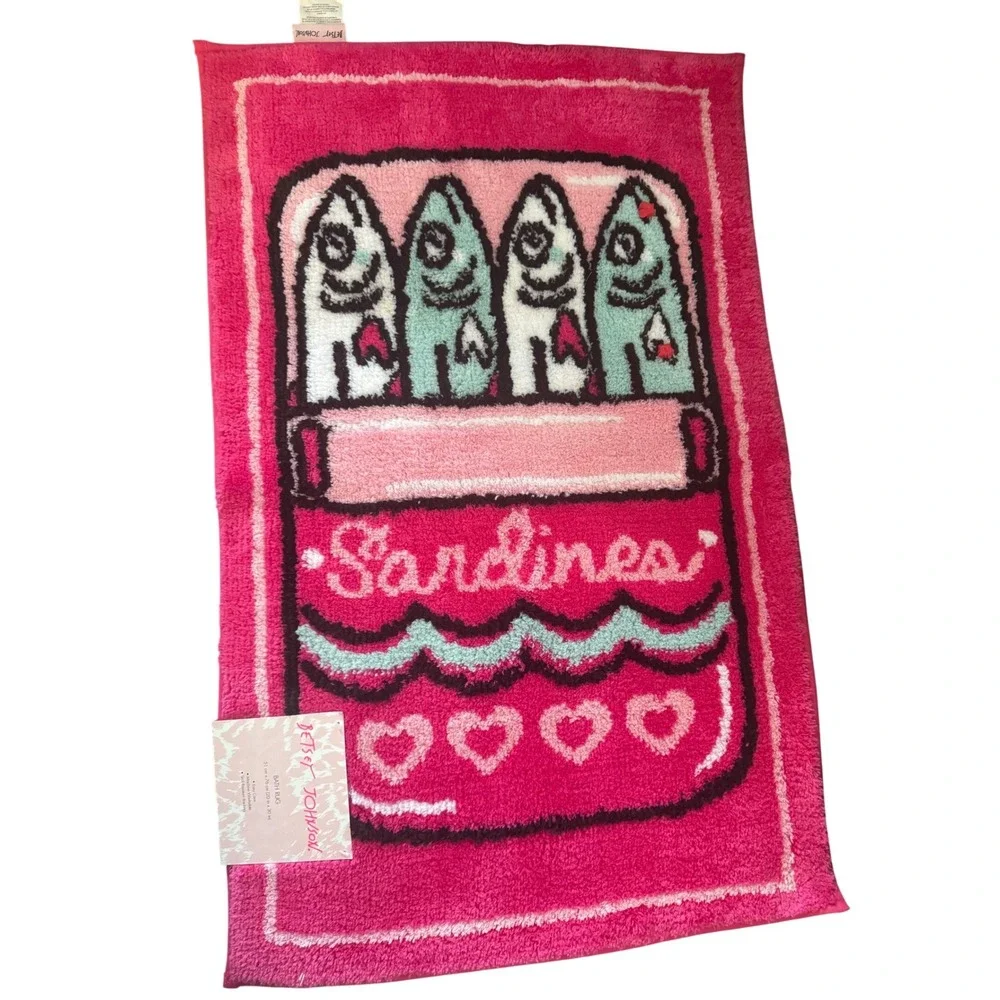 Betsey Johnson Pink Multi Sardines Bath Rug 20*30 inches NWT